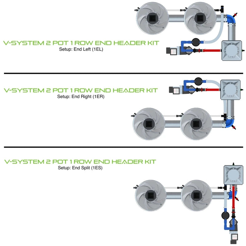 ALIEN Hydroponics V-SYSTEM 2 Pot 1 Row Hydroponic Kit 1EL , 1ER , and 1ES view 