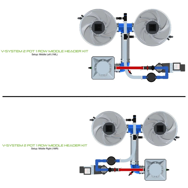 ALIEN Hydroponics V-SYSTEM 2 Pot 1 Row Hydroponic Kit 1ml and 1mr view