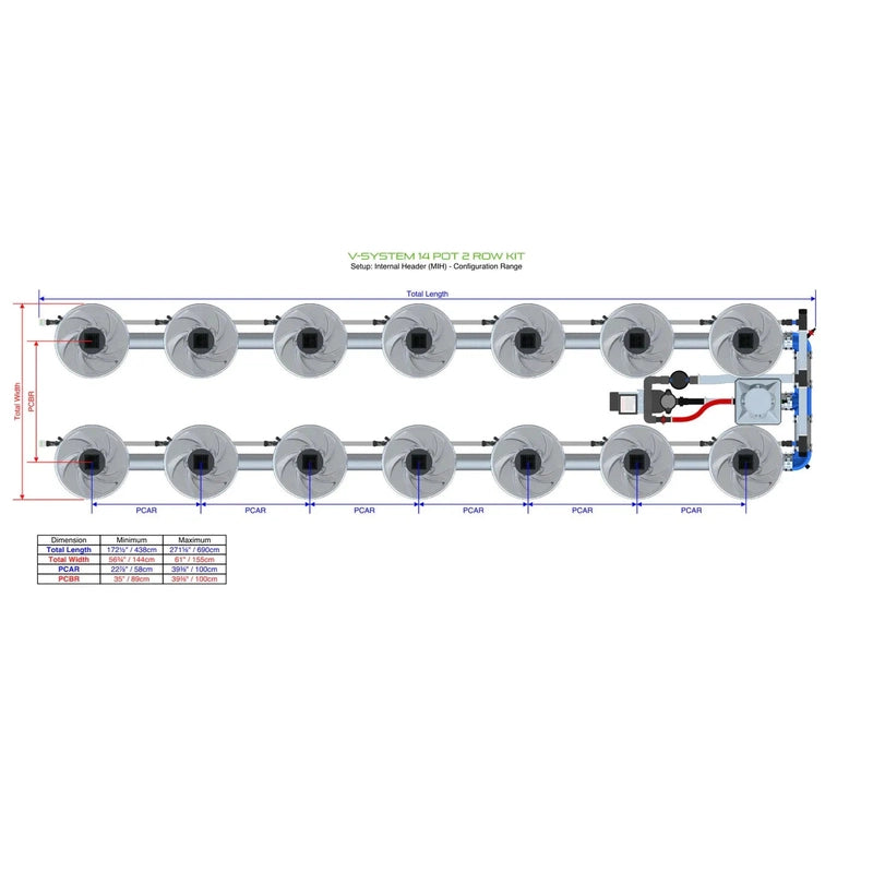 ALIEN Hydroponics V-SYSTEM 14 Pot 2 Row Hydroponic Kit
