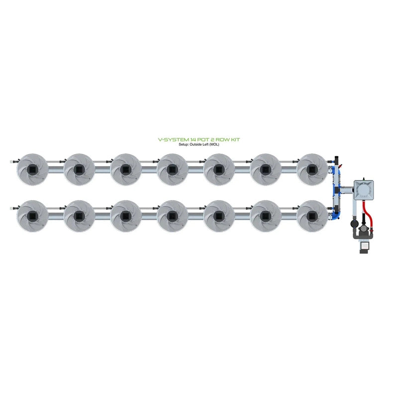 ALIEN Hydroponics V-SYSTEM 14 Pot 2 Row Hydroponic Kit