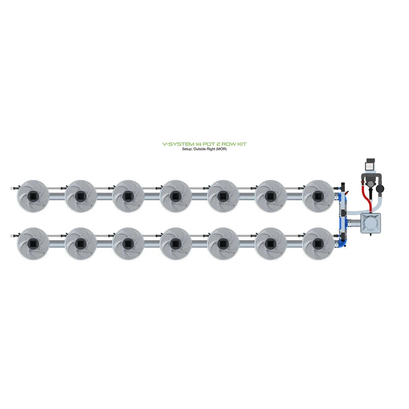 ALIEN Hydroponics V-SYSTEM 14 Pot 2 Row Hydroponic Kit