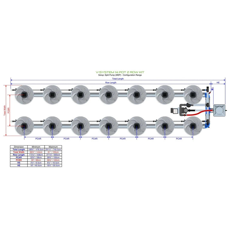 ALIEN Hydroponics V-SYSTEM 14 Pot 2 Row Hydroponic Kit