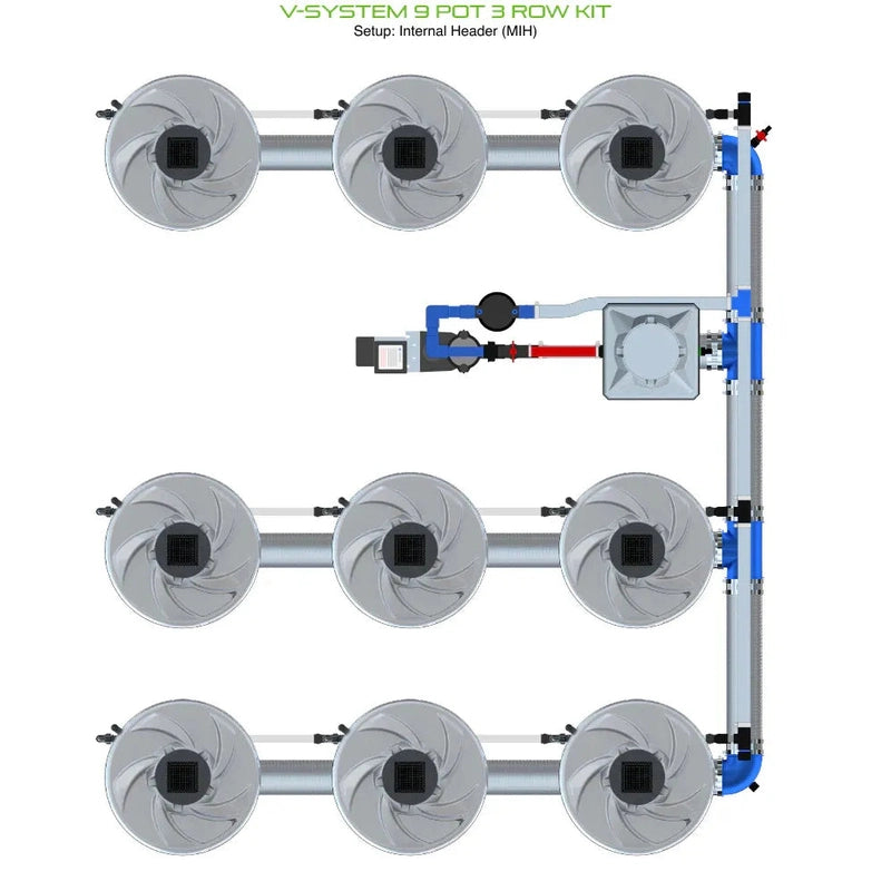 ALIEN Hydroponics V-SYSTEM 9 Pot 3 Row Hydroponic Kit