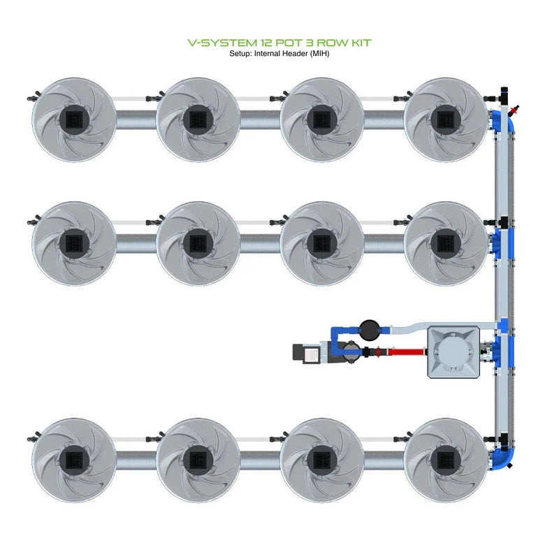ALIEN Hydroponics V-SYSTEM 12 Pot 3 Row Hydroponic Kit