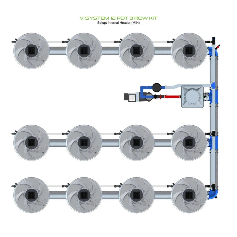 ALIEN Hydroponics V-SYSTEM 12 Pot 3 Row Hydroponic Kit