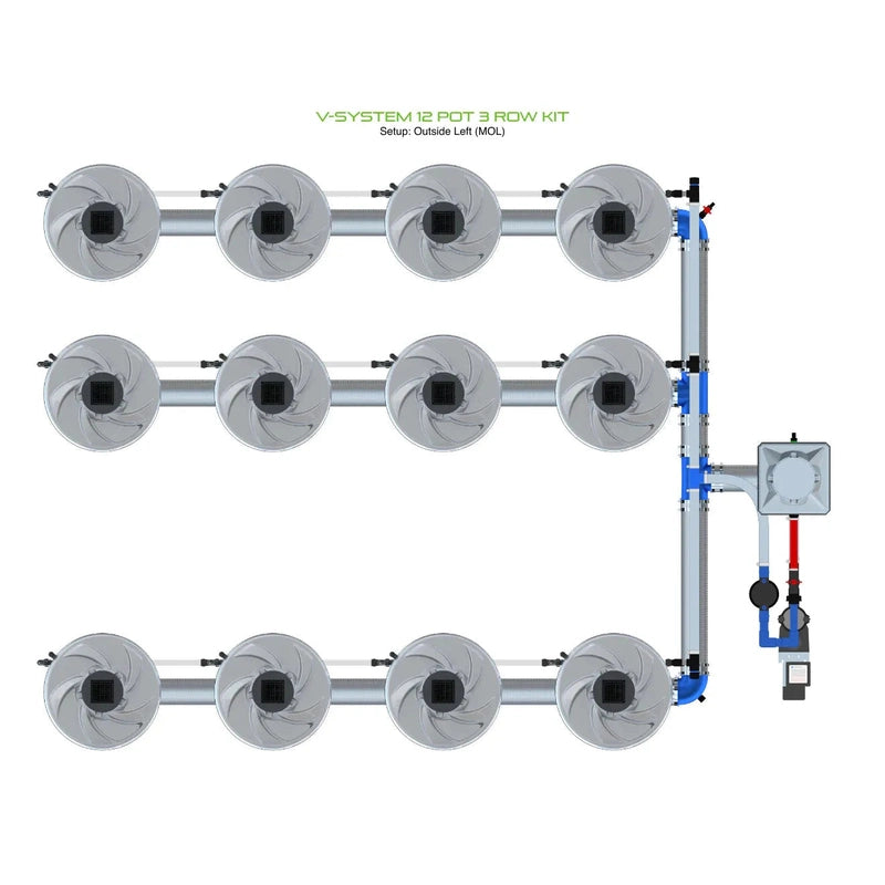 ALIEN Hydroponics V-SYSTEM 12 Pot 3 Row Hydroponic Kit