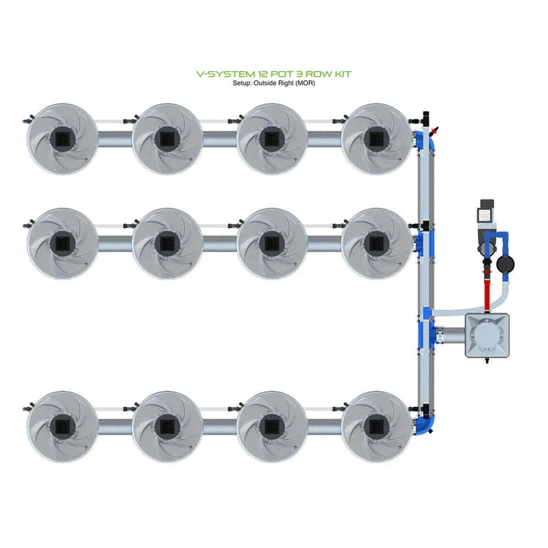 ALIEN Hydroponics V-SYSTEM 12 Pot 3 Row Hydroponic Kit