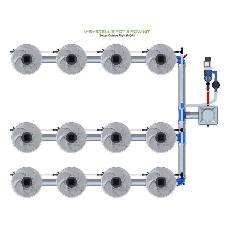 ALIEN Hydroponics V-SYSTEM 12 Pot 3 Row Hydroponic Kit