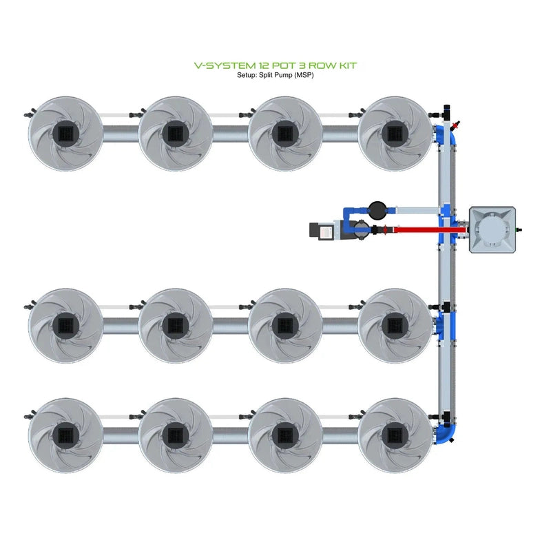 ALIEN Hydroponics V-SYSTEM 12 Pot 3 Row Hydroponic Kit