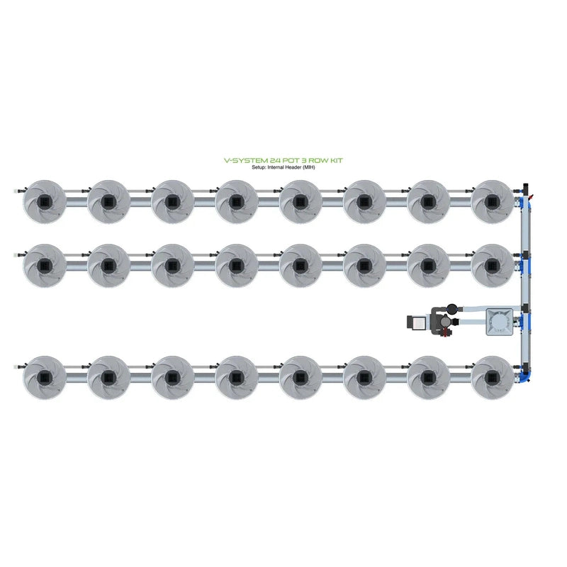 ALIEN Hydroponics V-SYSTEM 24 Pot 3 Row Hydroponic Kit