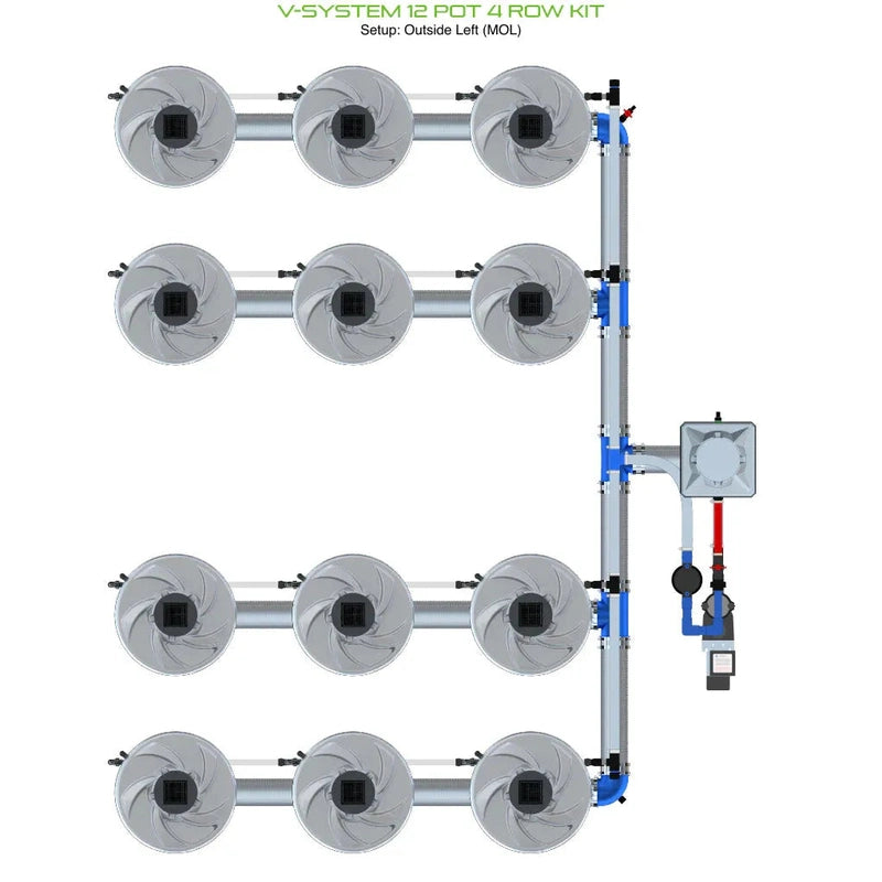 ALIEN Hydroponics V-SYSTEM 12 Pot 4 Row Hydroponic Kit