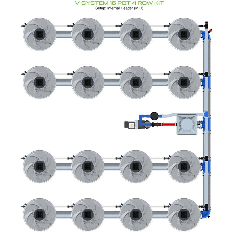 ALIEN Hydroponics V-SYSTEM 16 Pot 4 Row Hydroponic Kit