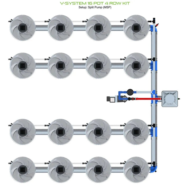 ALIEN Hydroponics V-SYSTEM 16 Pot 4 Row Hydroponic Kit