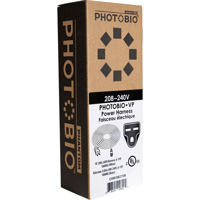 PHOTOBIO VP White Cable Harness, 18AWG, 208-240V, 6-15P, 10'