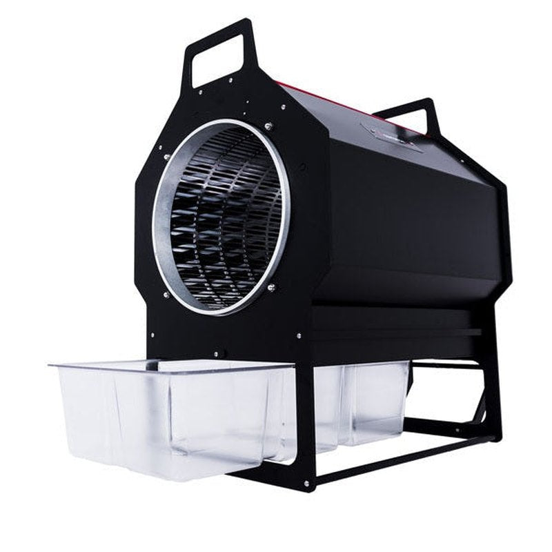 CenturionPro DBT Model 2 Dry Batch Trimmer front view with collection tray pulled out