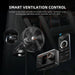 Spider Farmer 3x3x6 Smart Grow Tent Kit with GGS Controller – G3000 LED, Smart ventilation control system with fan, controller, and smartphone app on a dark background