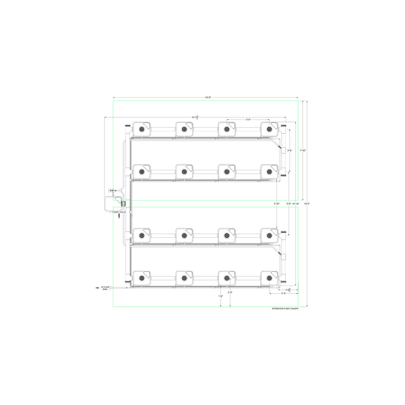 Current Culture H2O Recirculating Deep Water Culture UC XXL13 16 site 4 row measurements 