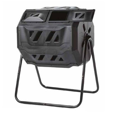 Exaco Mr.Spin Compost Tumbler 43 gal dual chamber front view with door open
