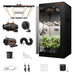 Spider Farmer G3000 Complete Grow Tent Kit W/ Ventilation System / Speed Controller Growing tent with LED light, fan, exhaust system, and plants inside on a white background.