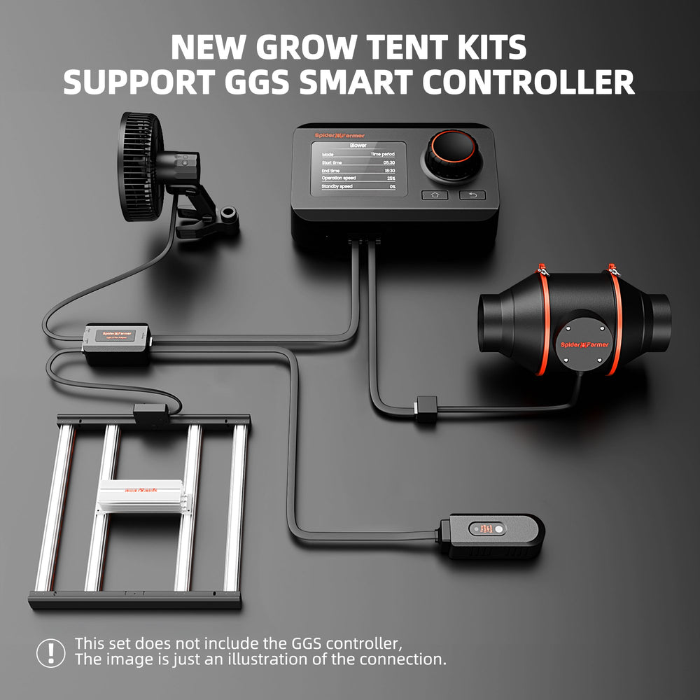 Spider Farmer G3000 Complete Grow Tent Kit W/ Ventilation System / Speed Controller smart connections 