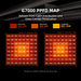 Spider Farmer G7000 730W Smart LED Grow Light – High-Yield 5x5 Coverage G7000 PPFD Map with light distribution for seedling, vegetative, and flowering stages on a dark background.