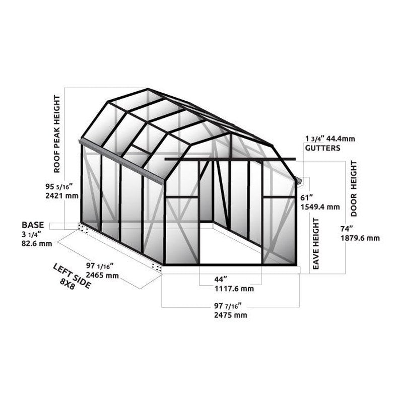 Grandio Elite Greenhouse 8×8 specifications