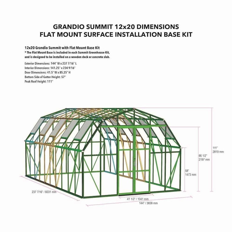 Grandio Summit Greenhouse 12×20 specifications