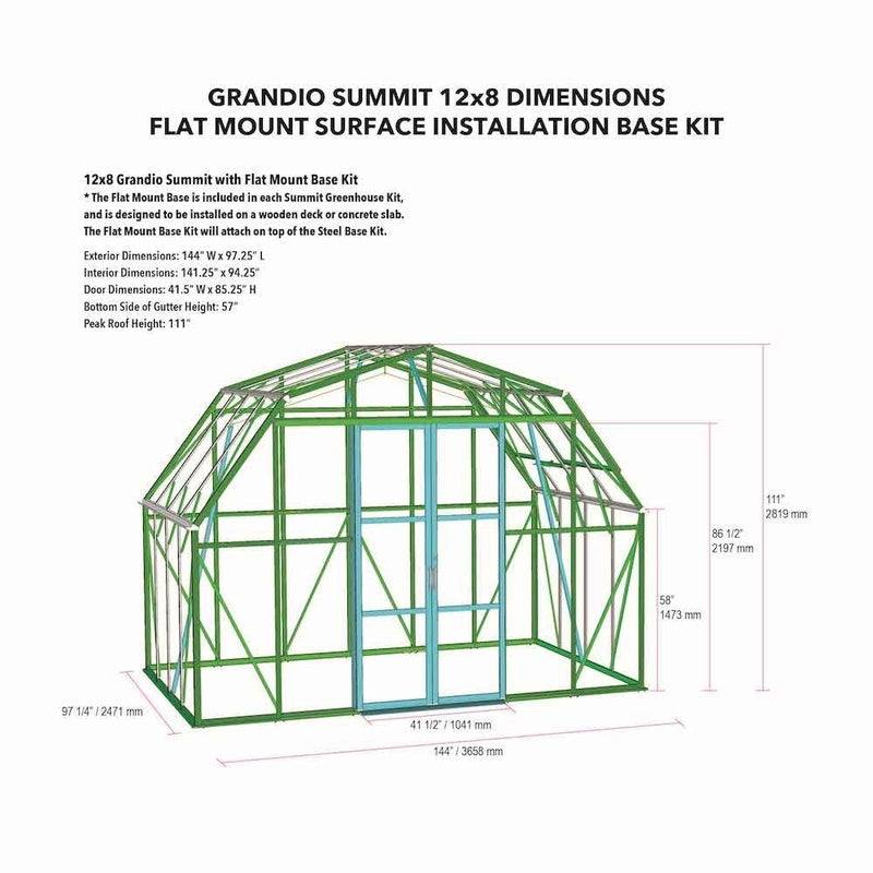 Grandio Summit Greenhouse 12×8 specifications