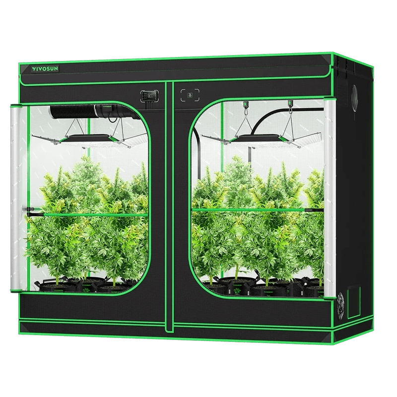 Smart Grow Tent Kit GIY-SGS-84 Pro 4x8, 8-Plant Complete System, with WiFi E42A Controller, 2x 450W VSFD4500 LED Grow Light, and 8-inch AeroZesh G8 Ve