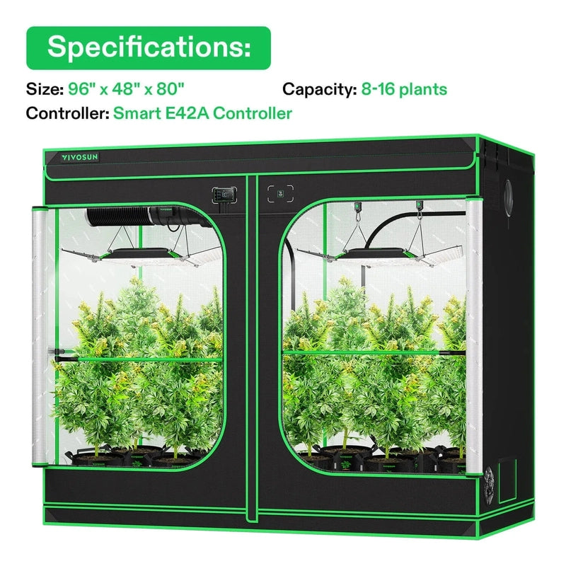 Vivosun Smart Grow Tent Kit GIY-SGS-84 Pro – Dual AeroLight Wing LEDs, 4x8 Grow Setup