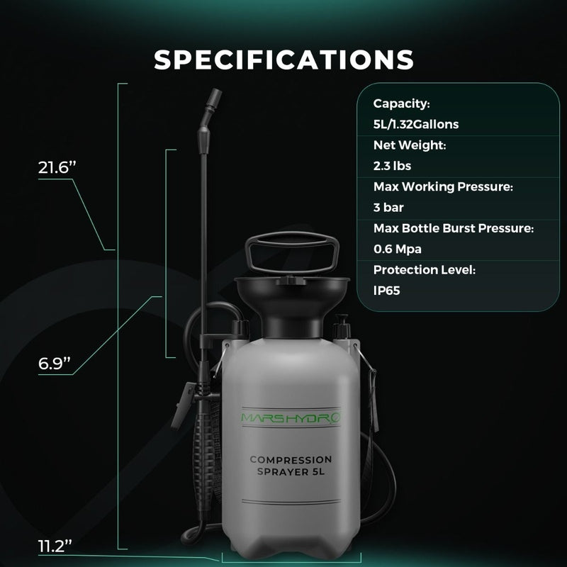 Mars Hydro 1.35 Gallon Pump Pressure Sprayer specifications