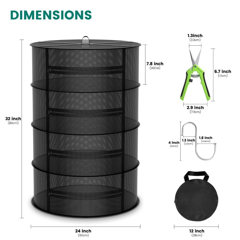 Mars Hydro 4-Layer Mesh Herb Drying Rack With Pruning Shear dimensions