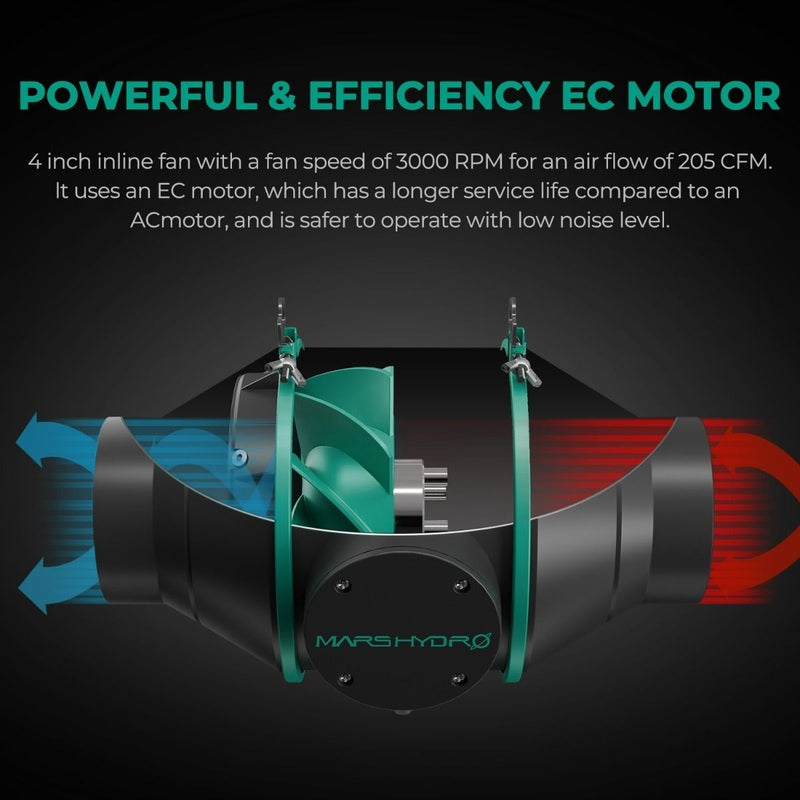 Mars Hydro 4 Inch Inline Duct Fan W/ Carbon Filter/ Speed Controller Combo speed 3000 RPM