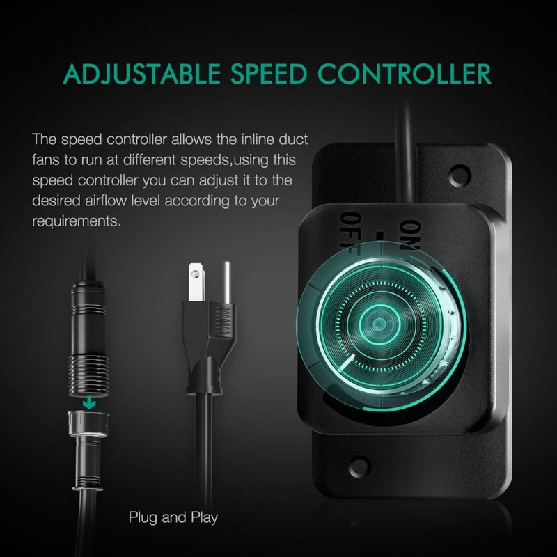 Mars Hydro 4 Inch Inline Duct Fan with Speed Controller adjustable Speed controller