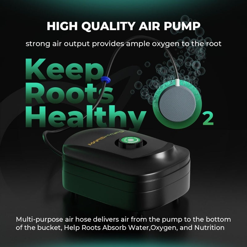 Mars Hydro 5-Gallon DWC Hydroponic System Kit with 2 Buckets (8-inch each) high quality air pump