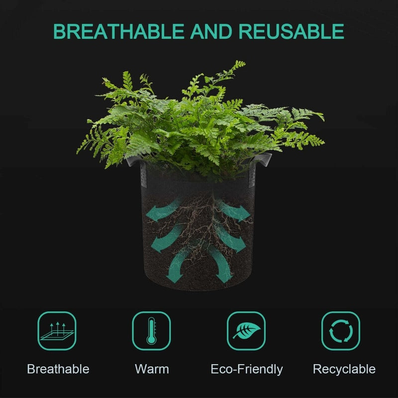 Mars Hydro 5 Gallon Fabric Grow Pot Plant Container (5 Packs) breathable
