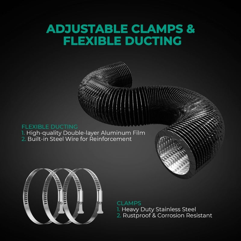 Mars Hydro 6 Inch Inline Duct Fan W/ Carbon Filter/ Speed Controller Combo ducting