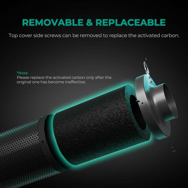 Mars Hydro 6 Inch Refillable Carbon Filter Odor Control replaceable