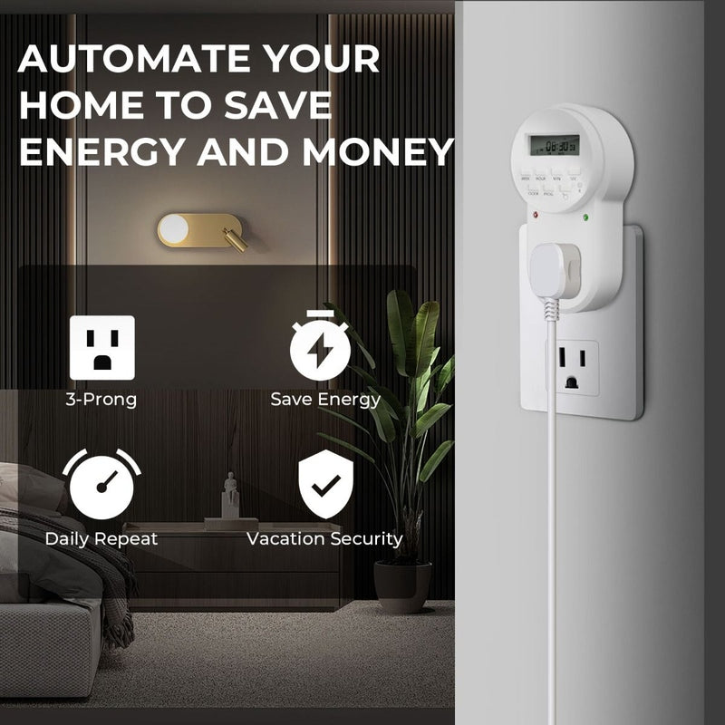 Mars Hydro 7-Day Programmable Digital Timer for Electrical Outlets features