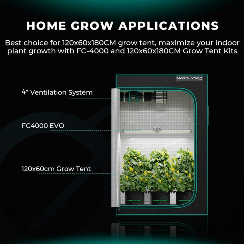 Mars Hydro FC4000-EVO (48"x 24"x 71") Complete Grow Tent Kit home  grow applications 