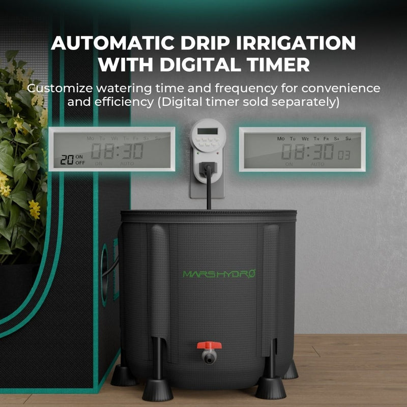 Mars Hydro New Foldable Bucket Drip Irrigation Kits for 8 Indoor Growing irrigation timer