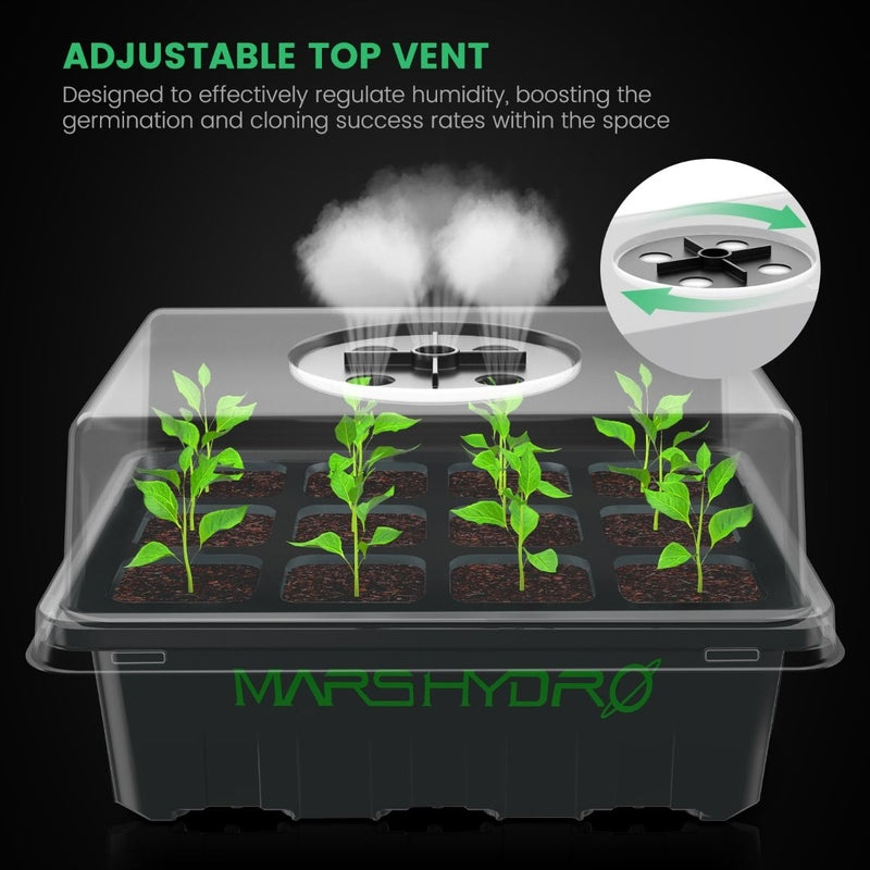 Mars Hydro New Seed Starting Trays for Seed Starting Propagation Cloning Plants ( 4 pack) adjustable top vent