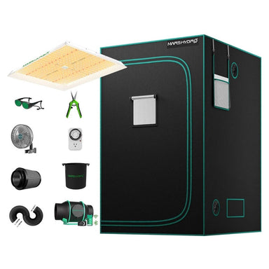 Mars Hydro TSW 2000 LED (48"x 48"x 80") Complete Grow Tent Kit W/ IFresh Full Fan Kit 4x4 front view 