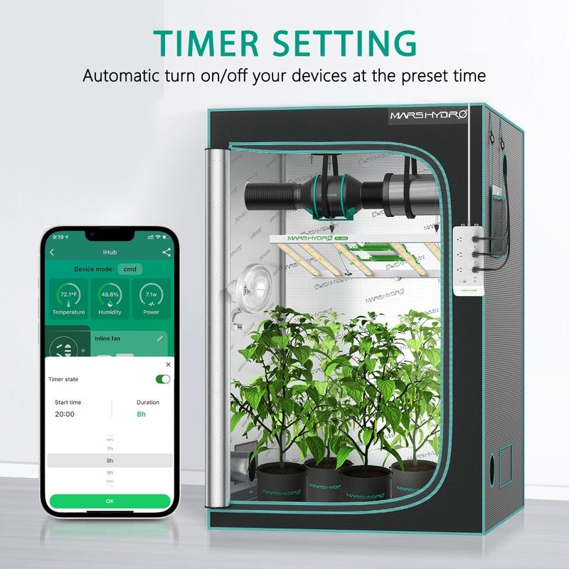 Mars Hydro iHub Smart Power Strip For Smart Indoor grow timer settings