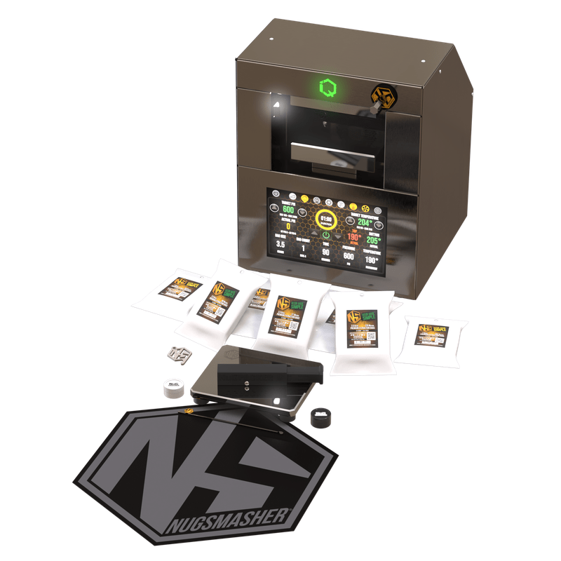 NugSmasher IQ Rosin Press Starter Pack on white background 