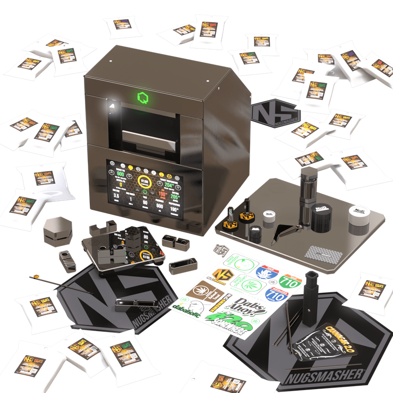 NugSmasher IQ Rosin Press Master Bundle on white background 