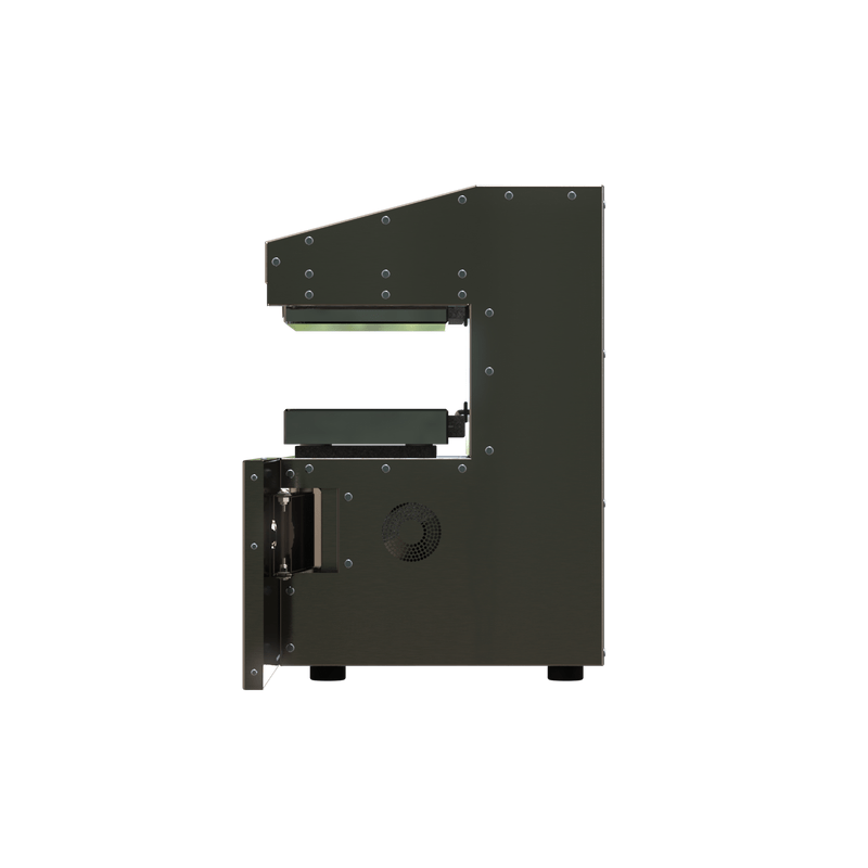 NugSmasher® IQ Pro – 20 Ton Commercial Rosin Press 10×7 Plates right side view 2 on white background