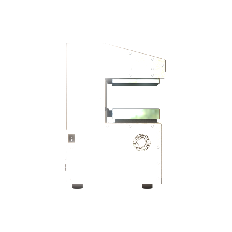 NugSmasher® IQ Pro – 20 Ton Commercial Rosin Press 10×7 Plates left side view on white background