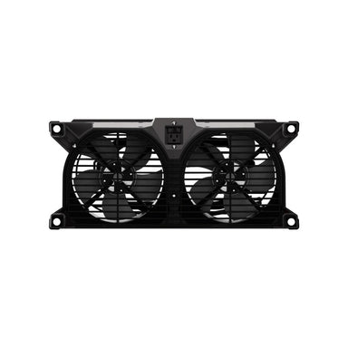 Quest F10 Dual-Axial Air Mover Black dual-fan cooling system on a white background