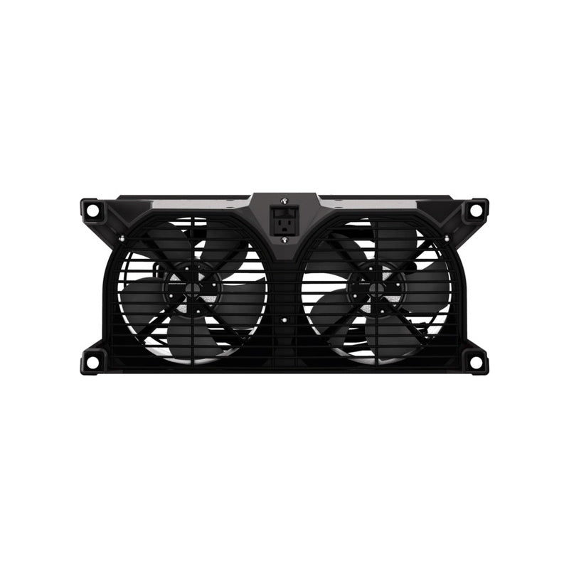 Quest F10 Dual-Axial Air Mover Black dual-fan cooling system on a white background